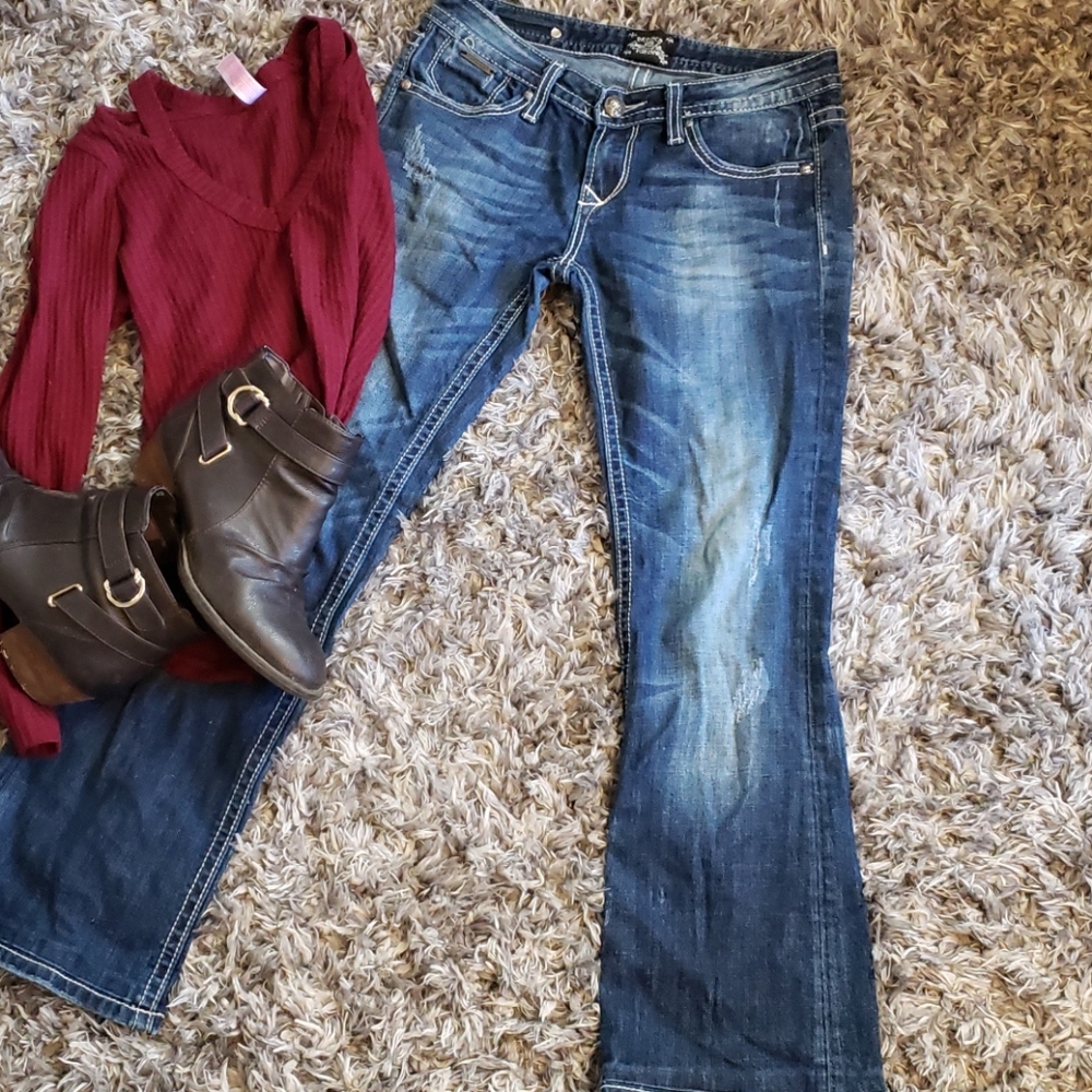 REROCK FOR EXPRESS BOOTCUT DISTRESSED JEAN SZ 2R